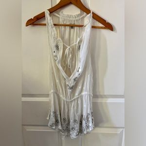 Urban Outfitters beaded white Ecote Top Size Small a few missing beads
